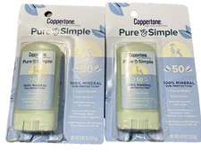 Coppertone PURE & SIMPLE 50 Mineral Sun Protection 2PK x 0.49oz -Exp 03-26