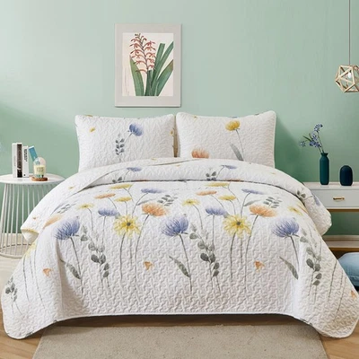 Luxury Bohemia Bedspread Quilted Bed Throws Bedding Set Pillow Shams King Size - Image 1 of 4