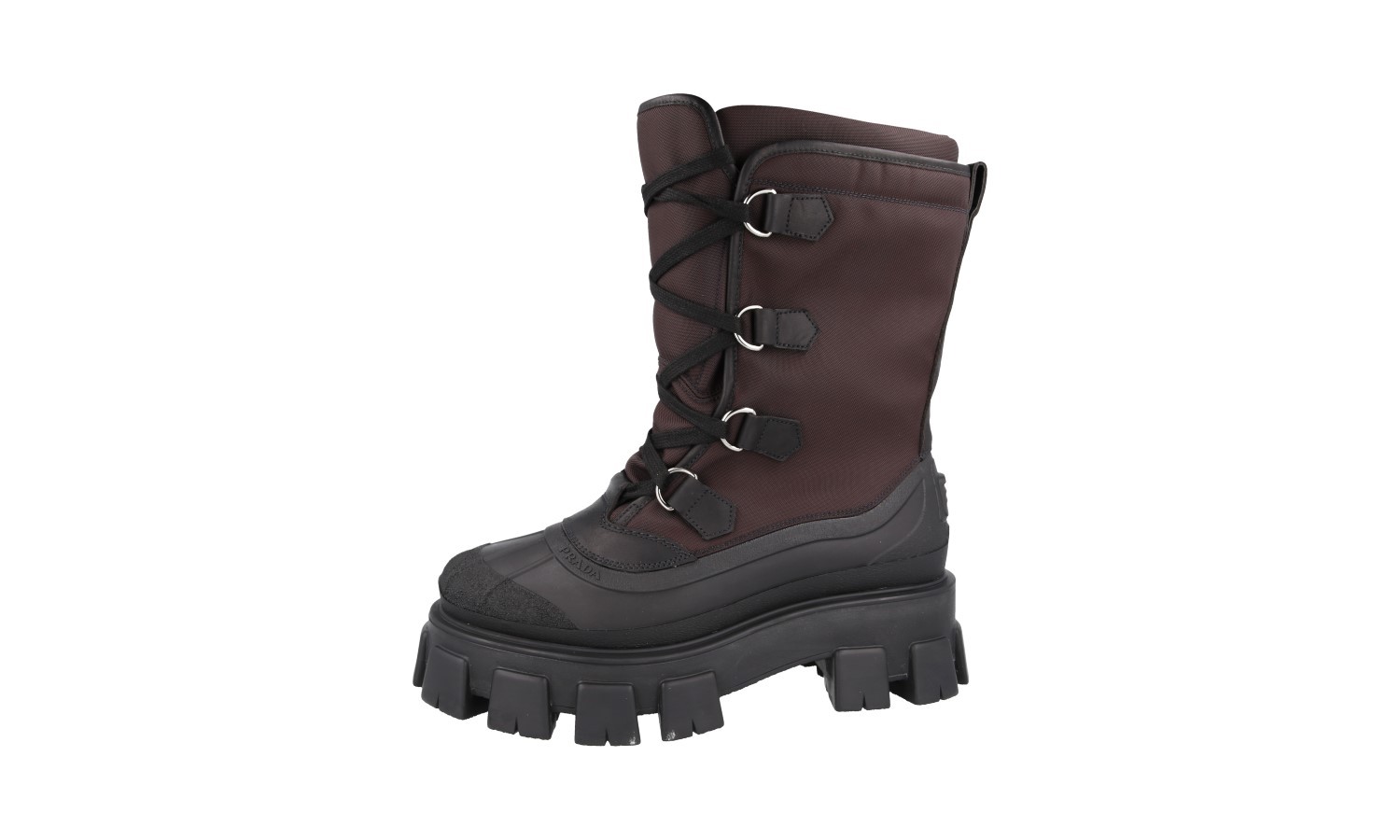 PRADA Monolith SHEEPSKIN Winter Boots - Black Brown - NEW image 3