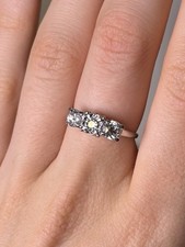 Solid 14K White Gold Engagement Ring  Approx .80 Ct Natural Diamonds, Sz 6.75