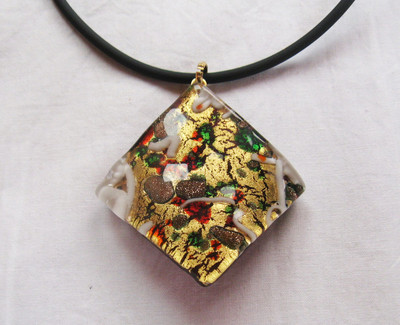 Glass Of Venice Millefiori Pendentif en Verre de Murano pour Femme Rond Multicolore Arbre de Vie sur Bleu 32 mm, Cadre et bélière en Argent Sterling plaqué Or .925