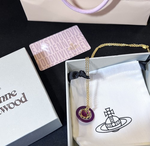 new~Vivienne Westwood 23F Nana Small Purple Orb Gold Tone With Purple Ring#251 - Picture 8 of 9