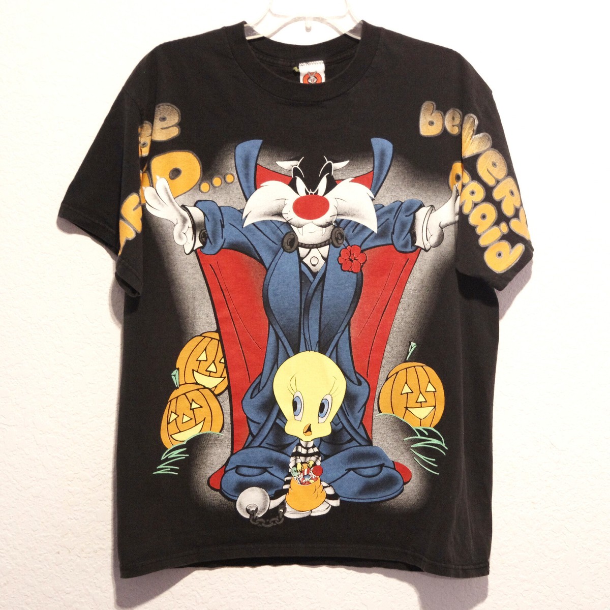 VTG 90s Looney Tunes Sylvester Tweety Halloween AOP Shirt