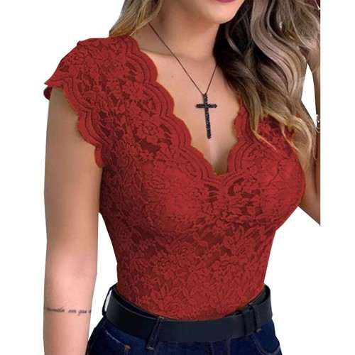 Women's Lace Crochet Hollow Long Sleeve Tops Ladies Casual Slim T-shirt Blous ∆ - Picture 10 of 18