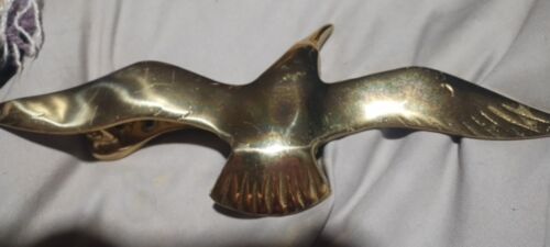 Vintage Shiny Brass Seagull Door Knocker Coastal Nautical Lake House Decor 1950