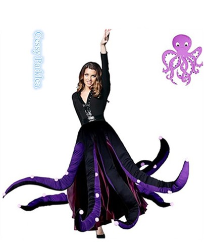 H-B4-1 Adults Sea Witch Octopus Evil Mermaid Halloween Costume Skirt - Picture 11 of 11