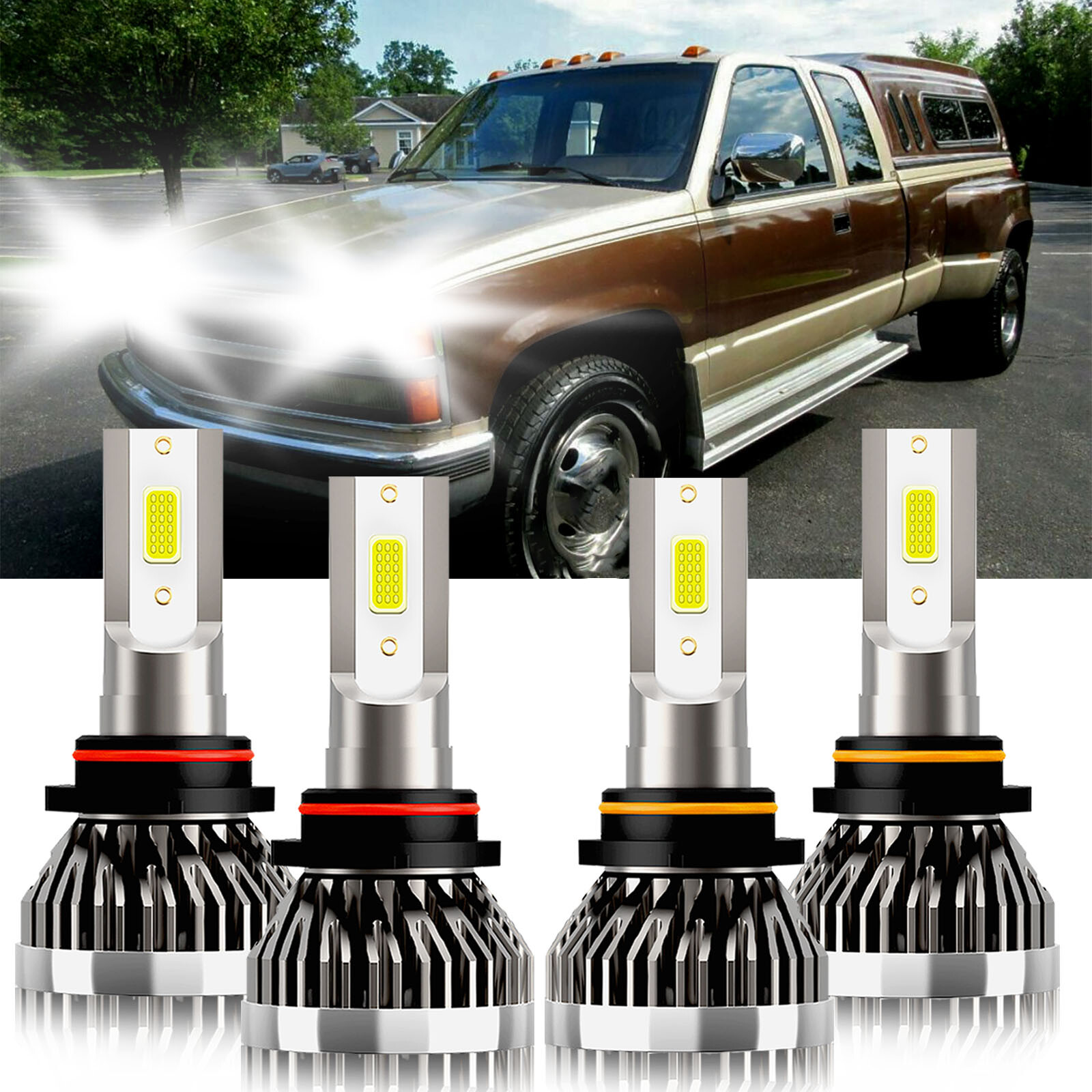 For Chevrolet C1500 1990-1999 LED Headlight Car Bulbs 9005 9006 Bright White