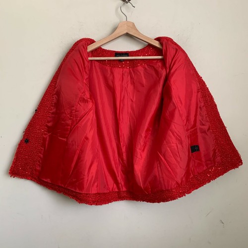 Chaqueta Investments Roja Sin Cuello Lentellera Metálica Mangas 3/4 Broches Forrados Talla 10 - Imagen 3 de 12