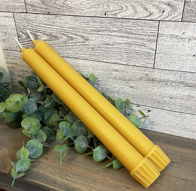 Pure Natural Beeswax (bees wax)-10'' Colonial Taper Candles (Pair)