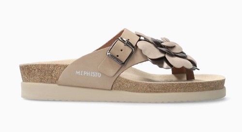 Mephisto Helen Taupe Leather Flower Slide Sandal~Size 37~7~NWOB~$185 - Picture 3 of 13