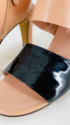 CHANEL Leather COCO MARK Sandals Mules Pumps Shoes Women Size EU