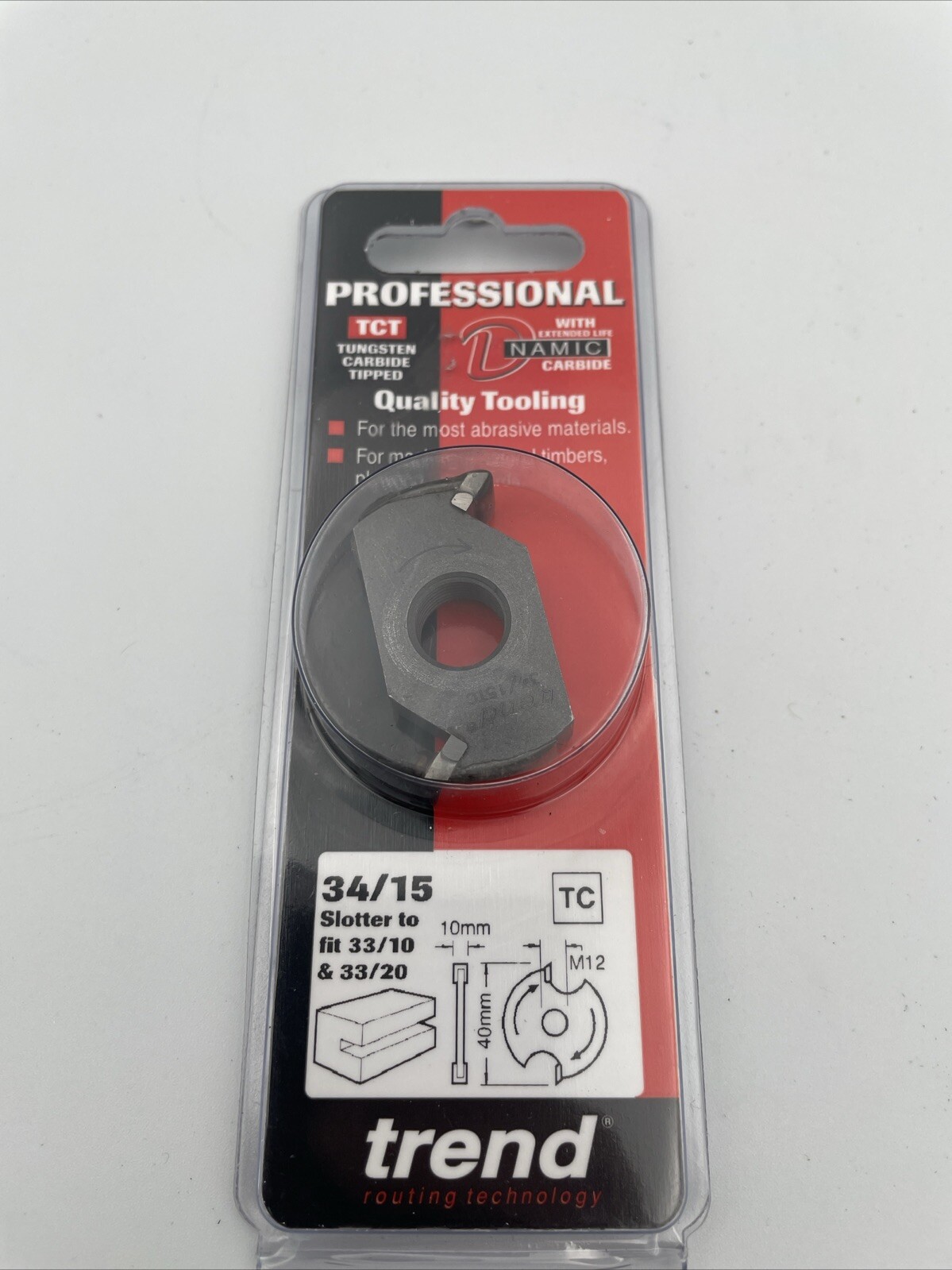 Trend 34/15TC Slotter Router Bit 10 mm Kerf X 40 mm M12x1 Bore