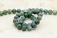 Natural Green Moss Agate, Smooth Moss Agate Round Beads Gemstone - PG310