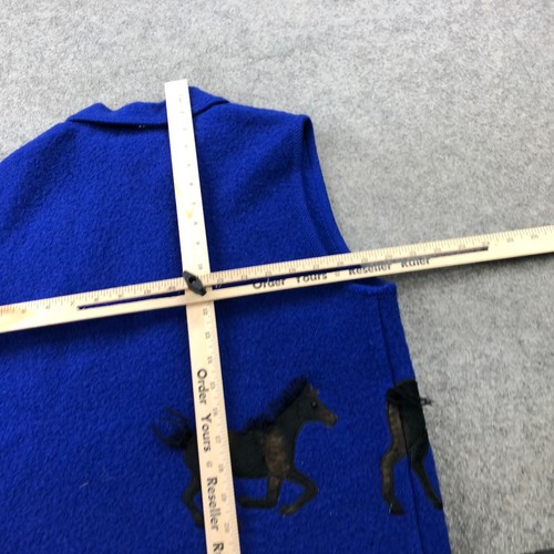 Vintage Lisa Sweater Womens Medium Blue Full Zip Cardigan Wool Horses - Picture 11 of 13
