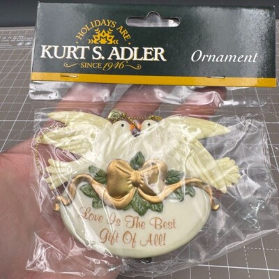 Kurt S. Adler White Dove Ornament With Gold Accents NOS