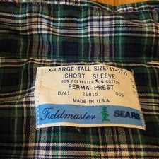 Vintage 80s Sears Fieldmaster short sleeve shirt XL casual button down green