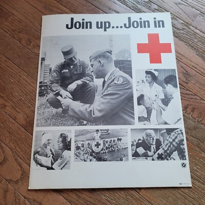 VTG On the Job Red Cross Join Up Join In Ad Cardboard 19'' x 15'' Poster 65-FC-11A