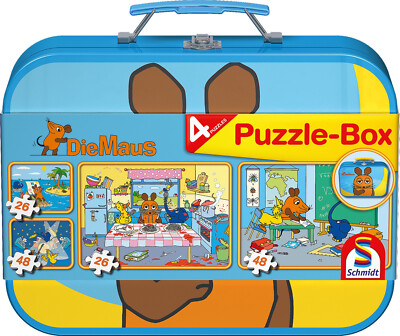 DIE MAUS - PUZZLE-KOFFER - Schmidt 55597 - 4 Puzzles - 148 Teile / Pcs.