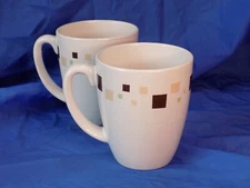 Corelle Livingware GEOMETRIC Pattern 12oz Coffee Mug x2 w/ Rounded Handle