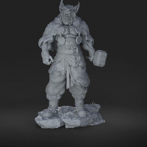 Thor 3D Printed Figure, Norse Mythology Viking God Statue, Unpainted - Picture 2 of 10