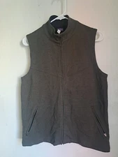 Ibex Women Small Merino Wool Sweater Vest Heathered Army Green Made USA Full Zip