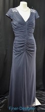 Alex Evenings Womens Jeweled V-Neck ruching Ball Gown Mesh Dress SZ 10 NEW 179