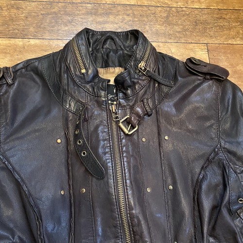 Allsaints Daria Size S 10 Studded Brown Leather Biker Moto Jacket £429 Women - Picture 7 of 24