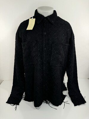 MNML - NEW w TAG - Raw Edge Flannel Oversized XL Patchwork Shirt Jacket Shacket