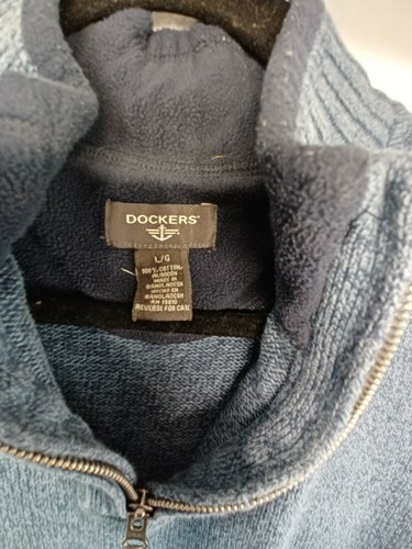 Dockers Sweater Men's Large/G Blue 1/4 Zip Golf Long Sleeve Pullover 100% Cotton - Picture 8 of 9