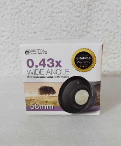 0.43X SUPER WIDE ANGLE LENS with MACRO 58mm to CANON REBEL EOS SLR 1DSLR 18-55mm - Picture 1 of 8