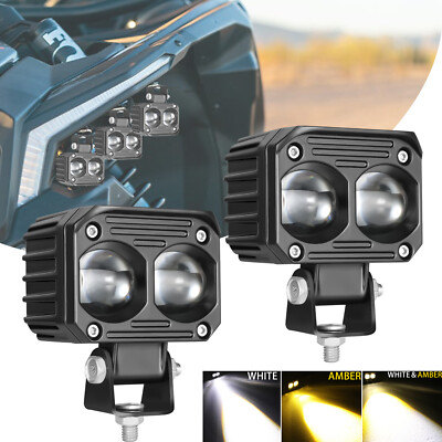 2X 120W 4 LED Cube Work Light Bar Yellow White Driving Fog Spot Pods Offroad 3 - Foto 7