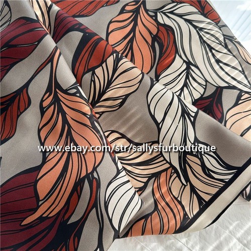 Sallys Boutique 14 Momme Twill Silk Wrap Scarf Leaves Print Square Shawl 90cm - 第 8/11 張圖片