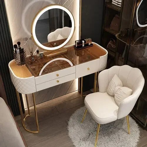 Women Drawers Dressers Makeup Storage Luxury Vanity Desk Modern Chairs W/ Mirror - Picture 18 of 28