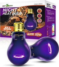 2PCS Reptile Night Heat Lamp, 50W Moonlight Heat Bulb Infrared Heating Lamp...