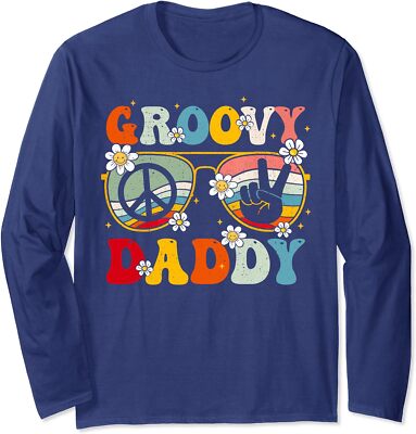 Groovy Daddy Retro Matching Family 60s 70s Dad Father Long Sleeve Tshirt