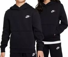 Nike Kids Club Fleece Pullover Hoodie Black Sz Small