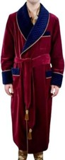 Men's Maroon Long Smoking Jackets Dressing Quilted Gown Robes