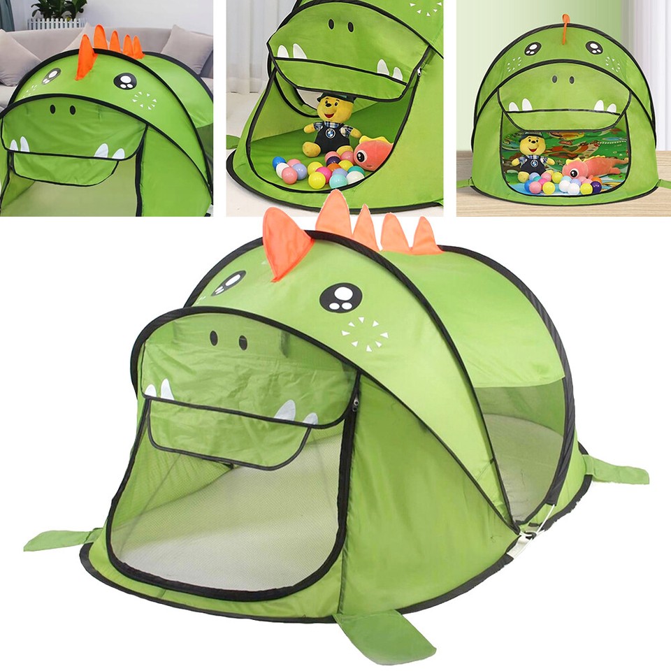 UK Dream Tents Kids Dinosaur House Foldable Pop up Bed Tent Indoor Baby
