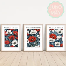 Set of 3 William Morris Vintage Classic Art Prints - Home Wall Art Gift A4