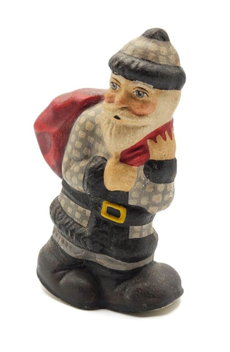 Vaillancourt Grey Father Christmas Rocker Chalkware Folk Art Holiday Figurine - Picture 3 of 8