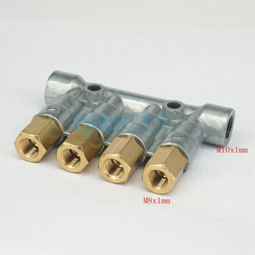 Bloque colector de valor distribuidor de aceite lubricante de aluminio 4 vías M10 In M8 - Imagen 2 de 4