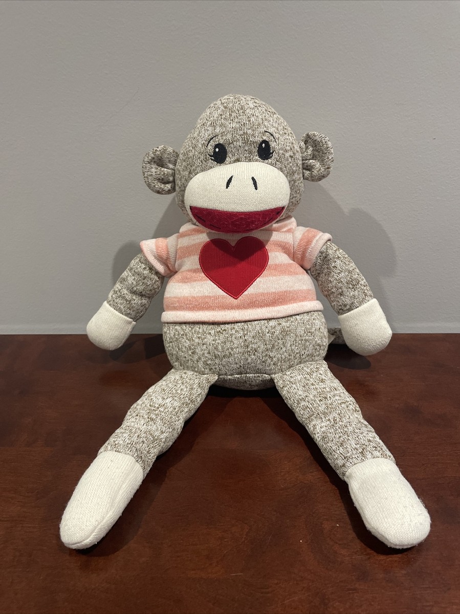 Sock Monkey Plush Stuffed Dan Dee Animal 20 inch Valentines