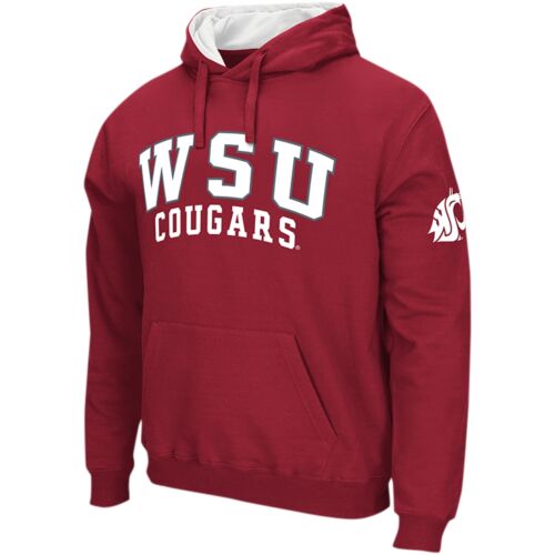 Men's Colosseum Crimson Washington State Cougars Double Arch Pullover Hoodie - Picture 2 of 3