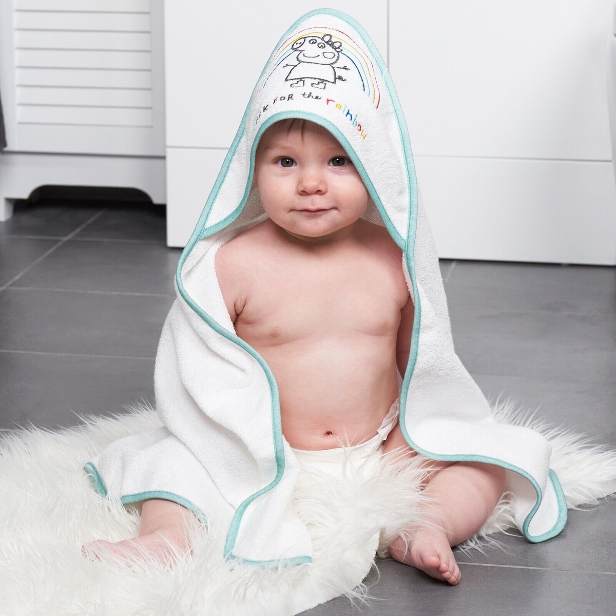 Baby Hooded Towel Peppa Pig Toddler Bath Towel 100% Cotton Machine