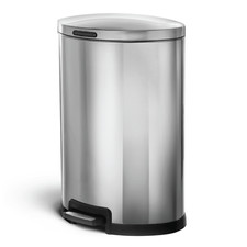 12 Gallon Kitchen Trash Can with Slow Close Lid, Stainless Steel, Silver