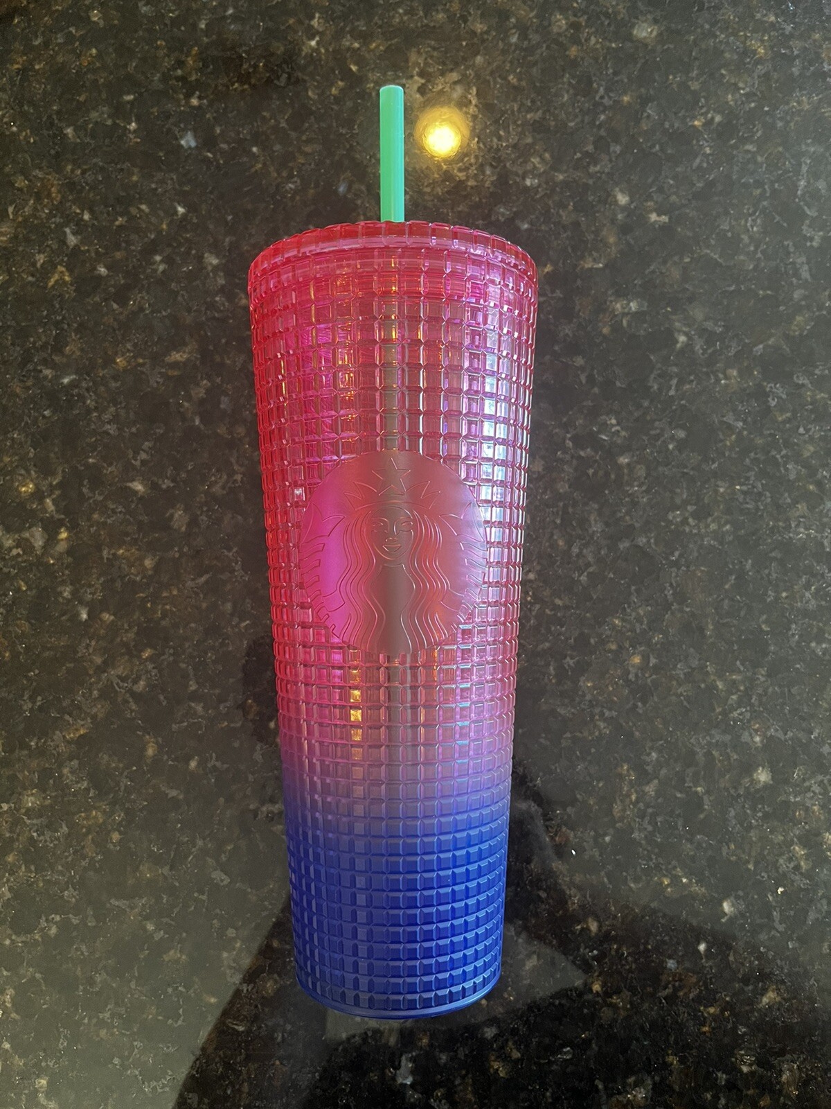 Starbucks Summer Europe Bling Studded Pink Purple 24oz Tumbler with Lid and Straw