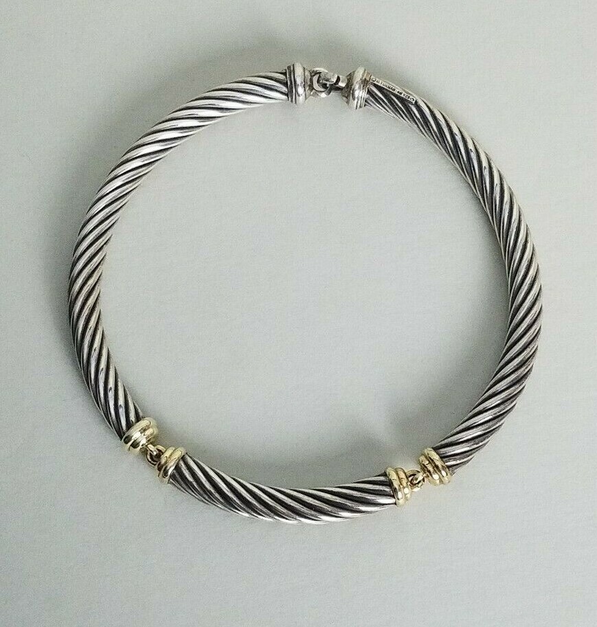 David Yurman Cable Choker Necklace 14K Gold Sterling … Gem