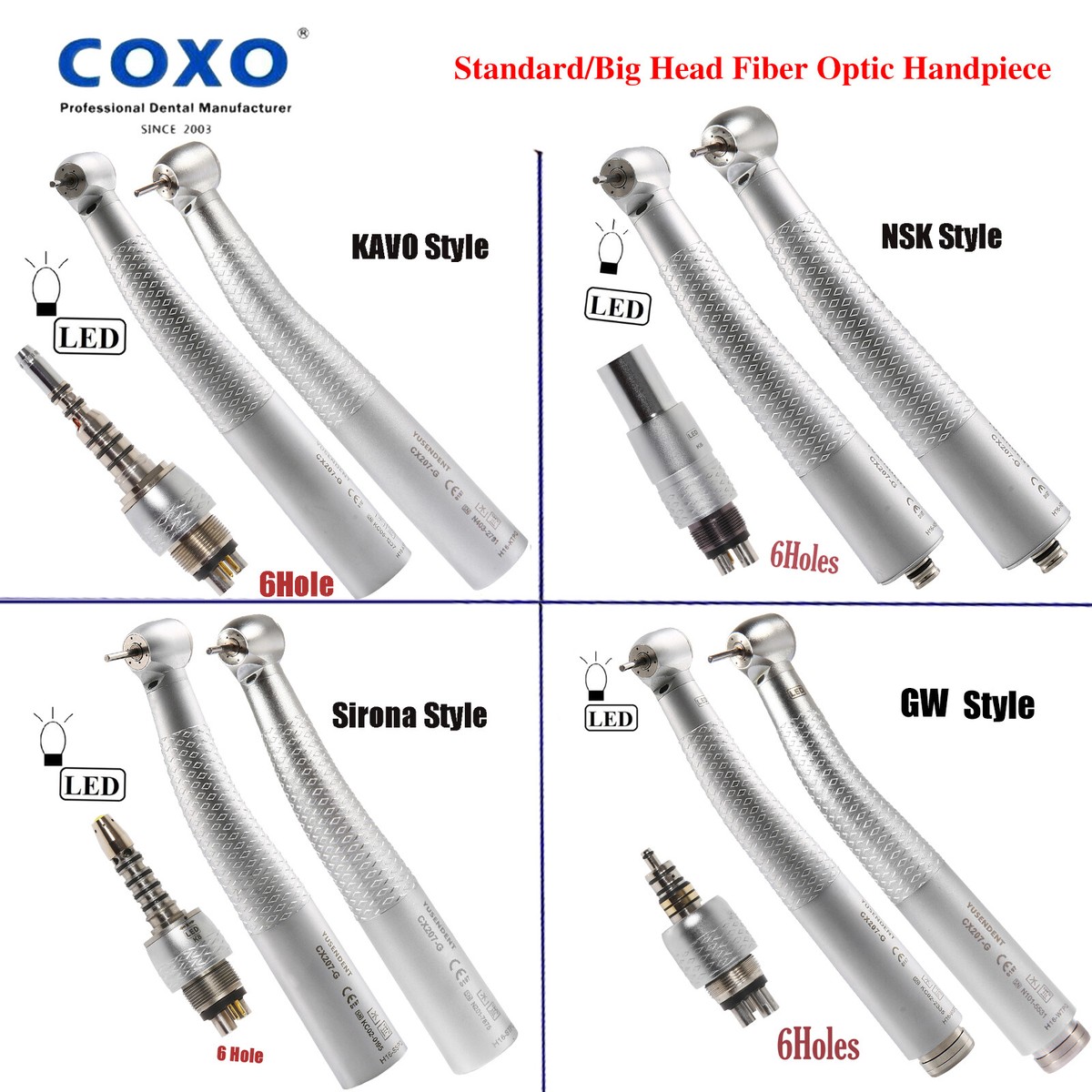 COXO Dentaire LED Turbine Fiber Optic Handpiece 3 Spray Fit KaVo - Foto 5