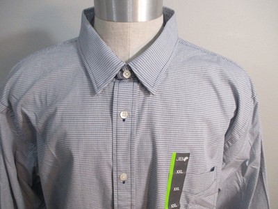 John Bartlett Consensus Mens Long Sleeve Button Up Blue Gray Check Shirt 2XL NEW