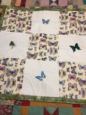 Handmade Crib Quilt Or Lap Quilt. Butterflies 40"x 40"